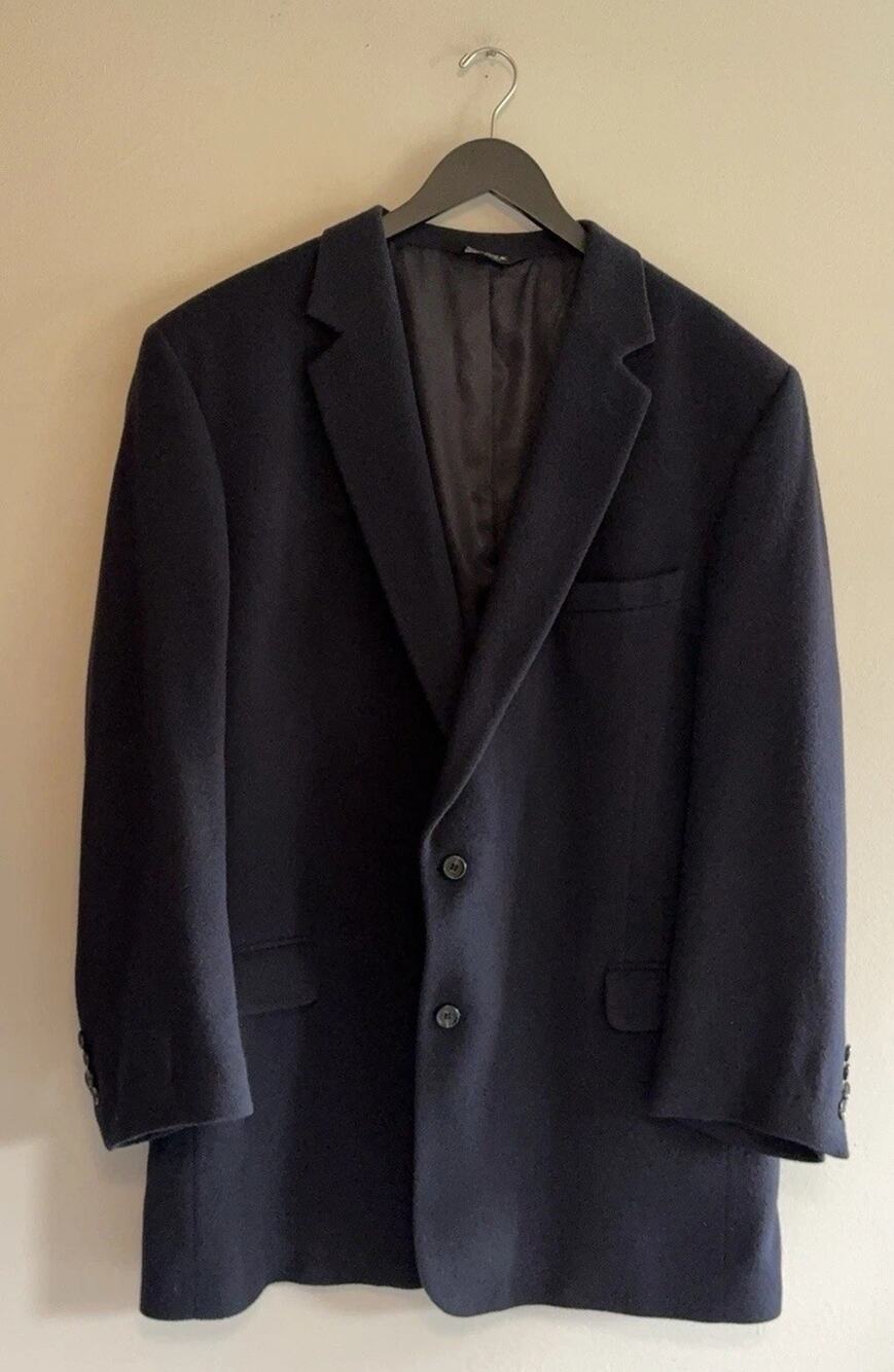 Jos A Bank Blazer Mens 50 Long Blue 100% Camelhair Sport Coat Notch Lapel